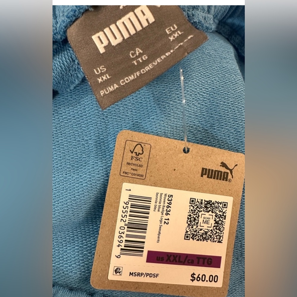 Puma Woven Badge Logo Sweatpants, blue, Bonnie bleu. Men’s size xxl. New w tags - Picture 3 of 4